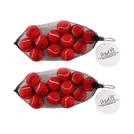 Midlee X-Small Dog Tennis Balls 1.5" Pack of 12 (Red, 1.5 inch Set of 2)