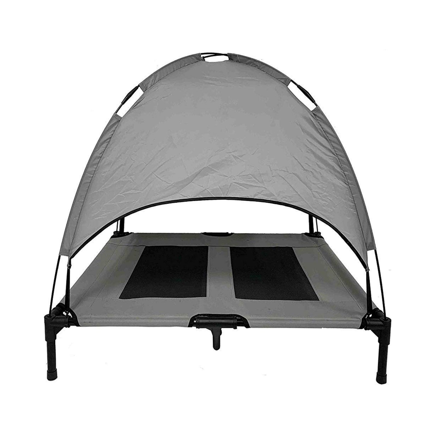 Midlee Grey Dog Cot with Canopy Elevated Pet Bed