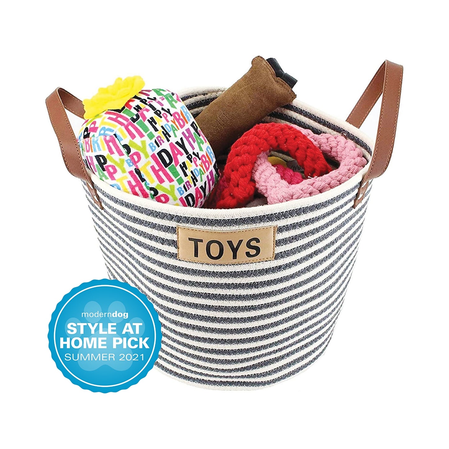 Midlee Cotton Rope Pet Toy Storage Basket