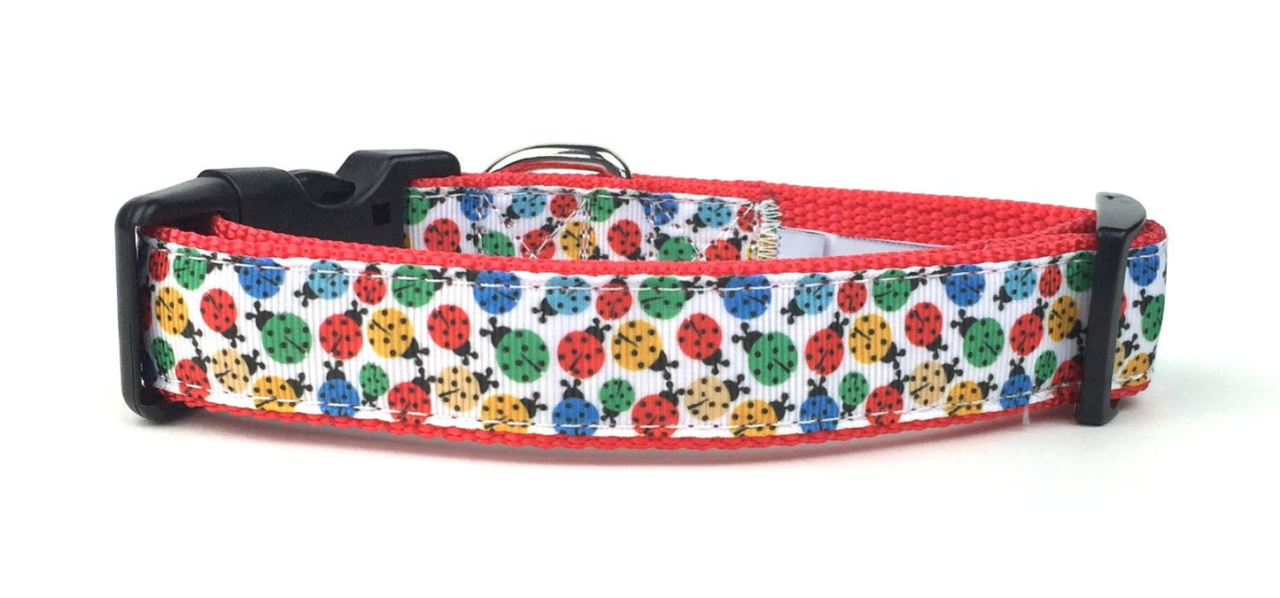 Midlee Colorful Ladybugs Nylon Ribbon Dog Collar