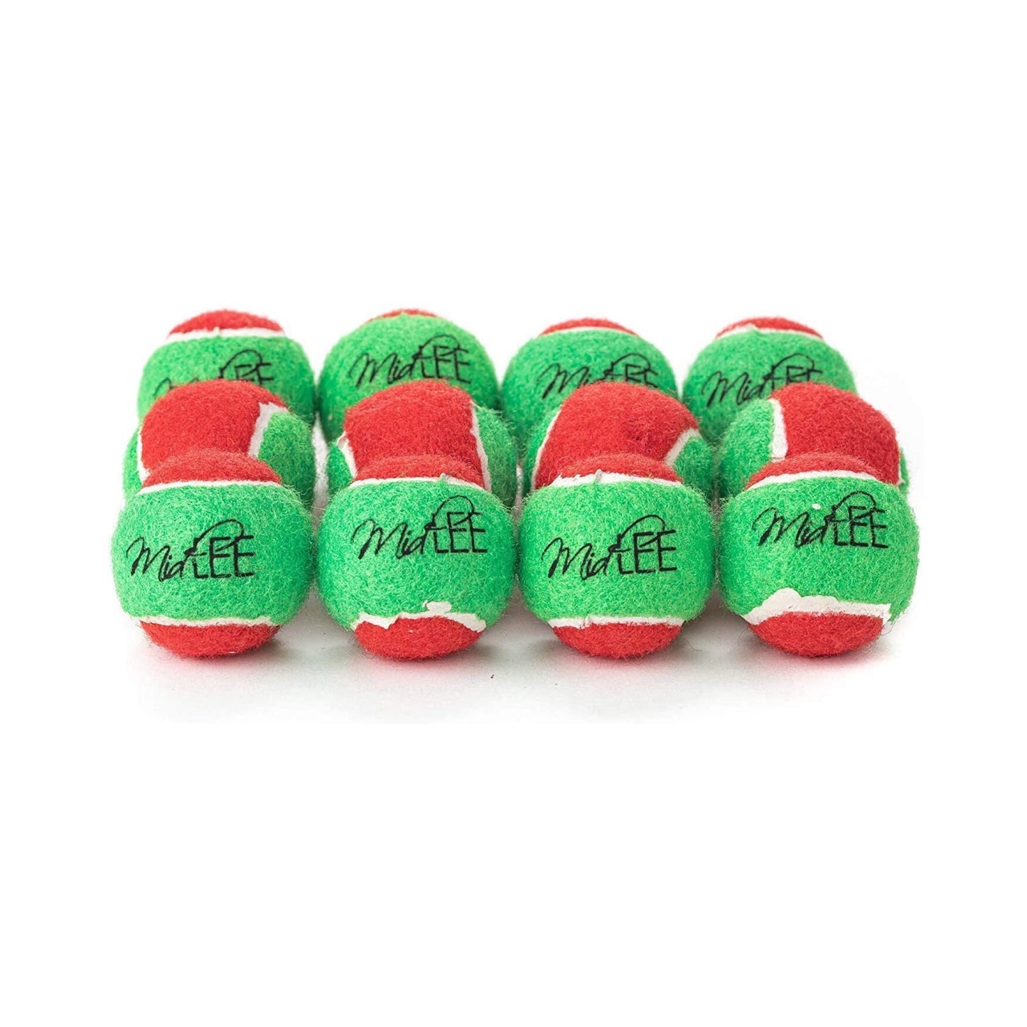 Midlee 1.5" Mini Squeaker Christmas Dog Tennis Balls - Red/Green Pack of 12