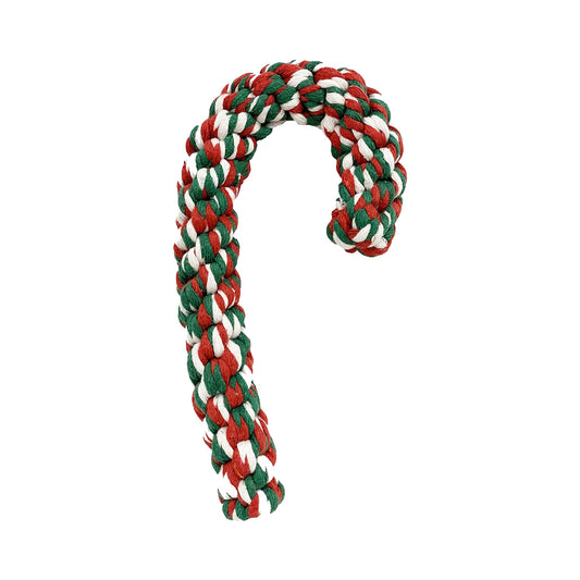 Midlee Candy Cane Rope Christmas Dog Toy (Large)- Thick Big Chew Pet Holiday Puppy Toy -Red White Green