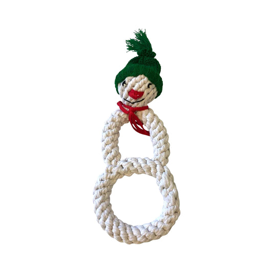 Midlee Snowman 2 Ring Rope Tug Christmas Dog Toy