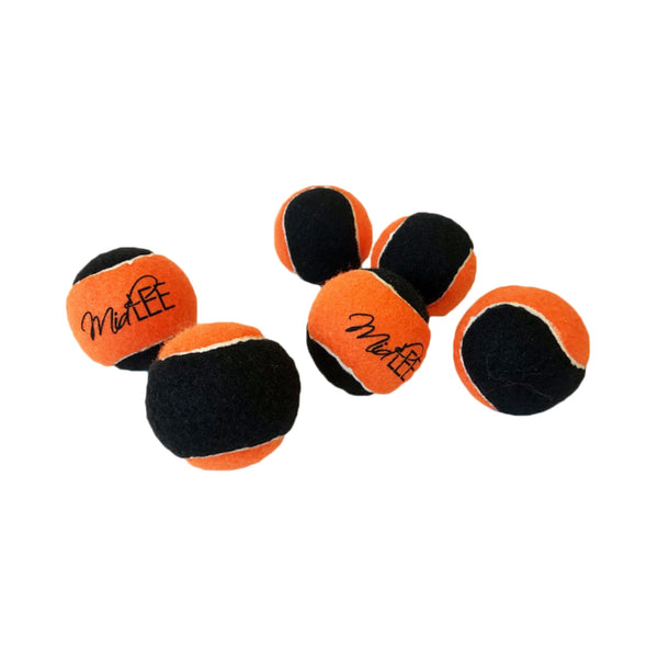 Midlee Orange/Black Dog Halloween Tennis Balls- Set of 6