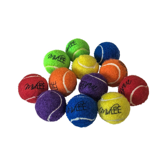 Midlee Mini 1.5" Dog Tennis Balls with Squeaker, Set of 12 Solid Colors