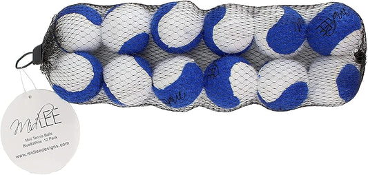 Midlee Mini Dog Tennis Balls- Blue/White- Set of 12