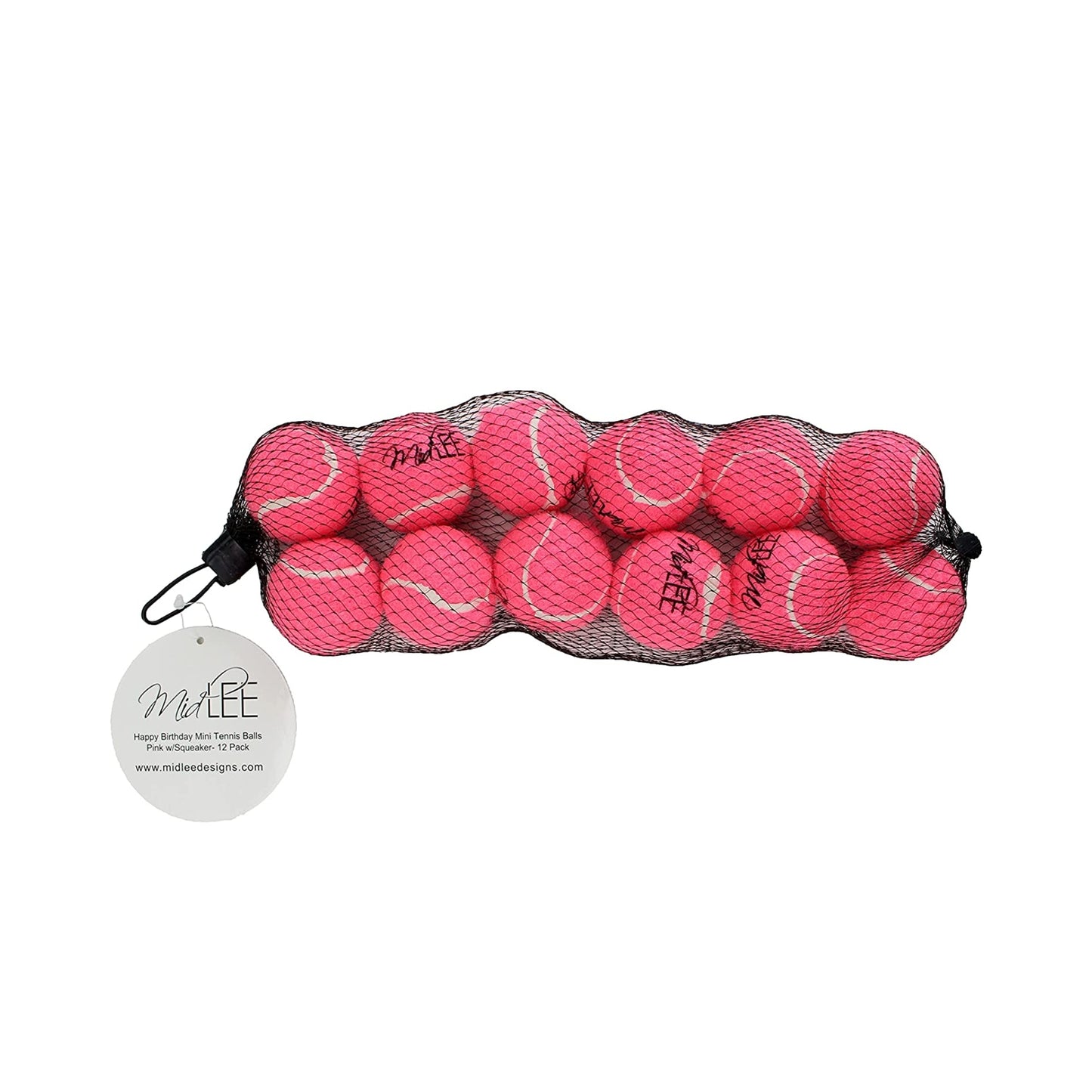 Midlee Pink 1.5" Mini Squeaky Dog Tennis Balls- Set of 12