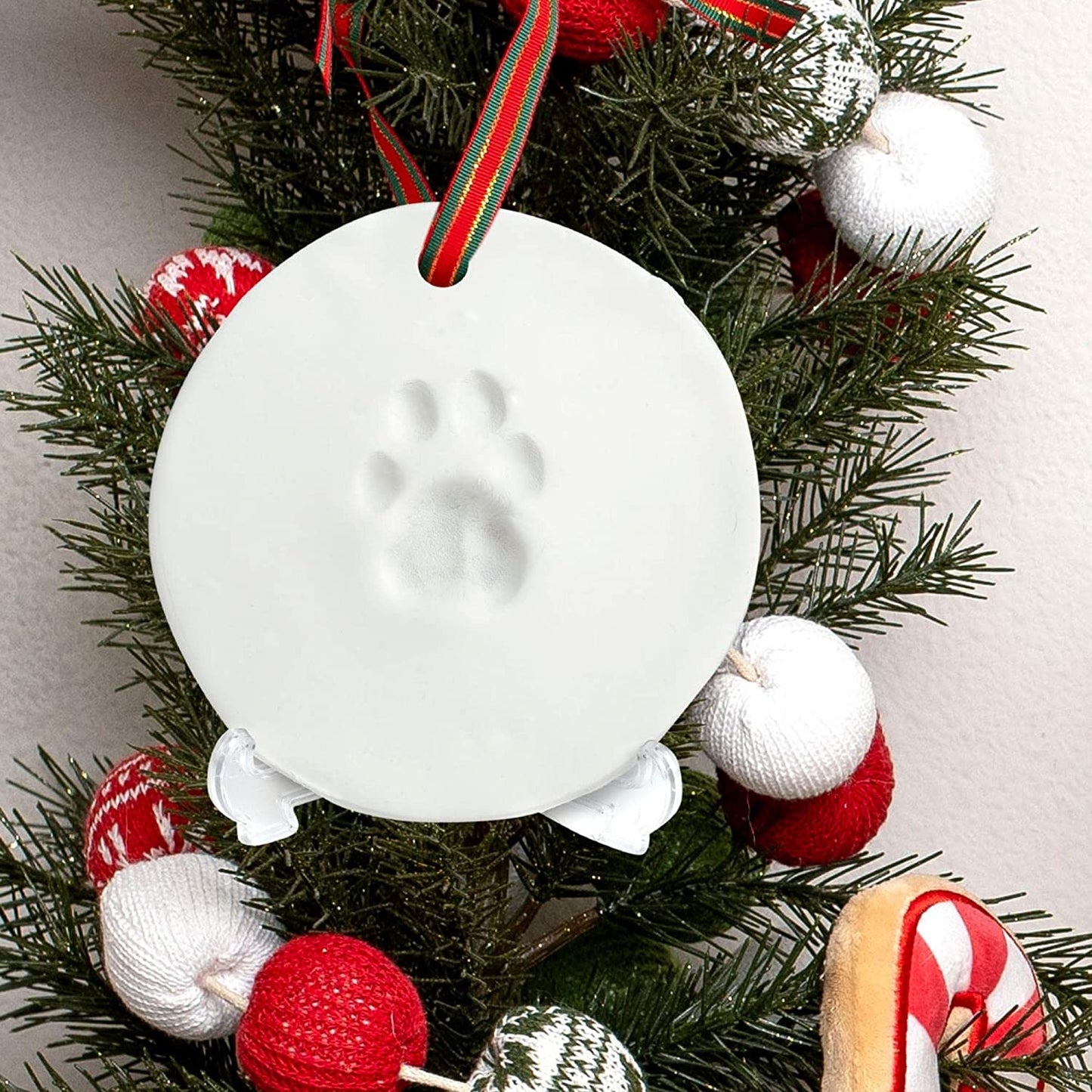 Midlee Christmas Dog Clay Paw Print Ornament Kit with Stand (2 Pack)