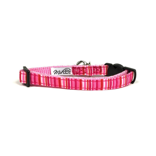 Midlee Pink Stripe Cat Collar with Breakaway Buckle