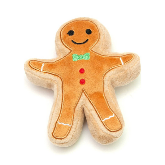 Midlee Christmas Sugar Cookie Plush Dog Toy (Gingerbread Man, Small)