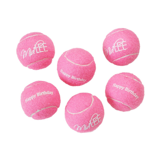 Midlee Happy Birthday Dog Tennis Balls (6 Pack) (Regular, Pink)