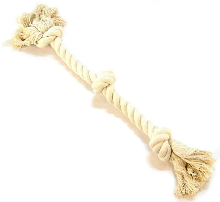 Flossy Chews 3 Knot Tug Toy Rope for Dogs - White- Medium- 20"