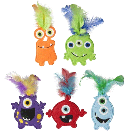 Multipet Monsters with Catnip Cats Toy - 6"- Assorted Colors- One Item