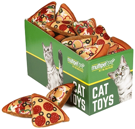 Multipet Pizza Plush Cat Toy - Assorted Design- 2 Pack Toys