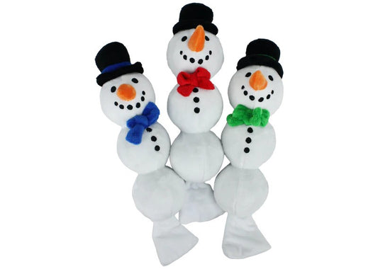 Multipet Holiday Snowman with Snowballs(Assorted Color Bow Tie) - 11"- One Toy