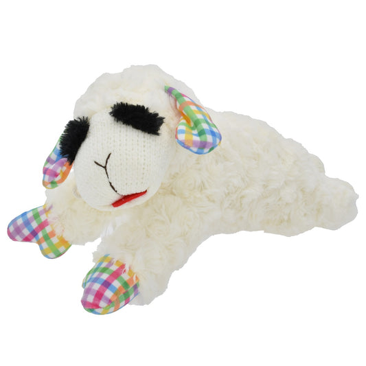 Multipet Spring Lamb Chop Plush Dog Toy - Plaid (10.5")