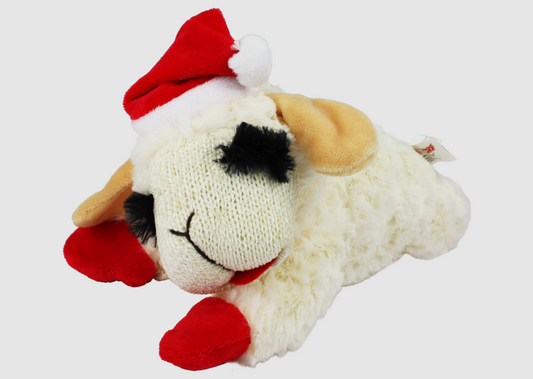 Lamb Chop Christmas Dog Toy with Santa Hat 10", 2 Pack