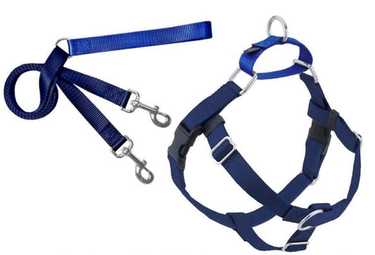 2 Hounds Design Freedom No-Pull Dog Harness with Leash, Large, 1-Inch Wide, Navy