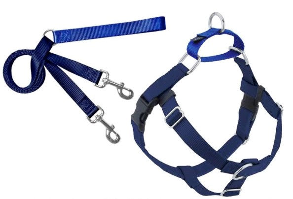 2 Hounds Design Freedom No Pull Harness and Leash Training Kit, Navy, Large