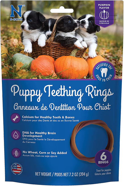 N-Bone Puppy Teething Ring - Pumpkin Flavor- 6 Pack