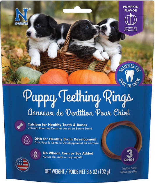 N-Bone Puppy Teething Ring - Pumpkin Flavor- 3 Rings