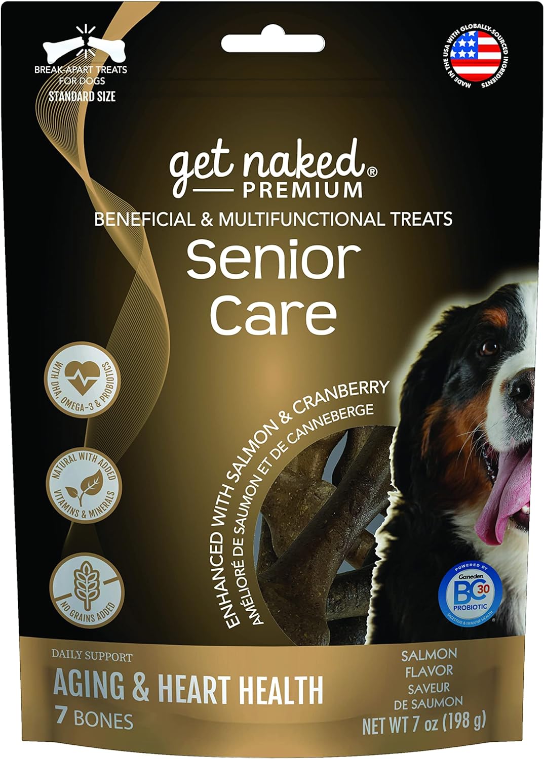 Get Naked Premium Senior Care Dog Treats - Chicken & Salmon Flavor (7 oz)