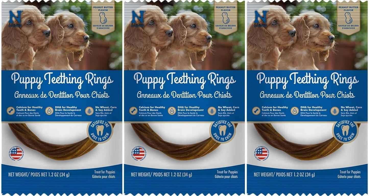 N-Bone Puppy Teething Rings Peanut Butter Flavor- 1 Ring