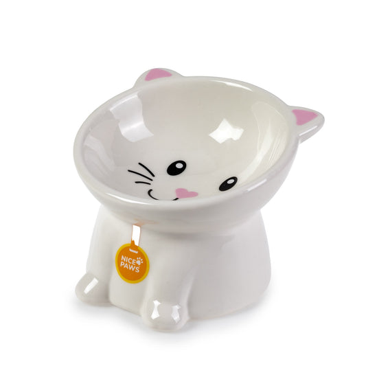 Nice Paws Tilted Cat Bowl White - 5 inch