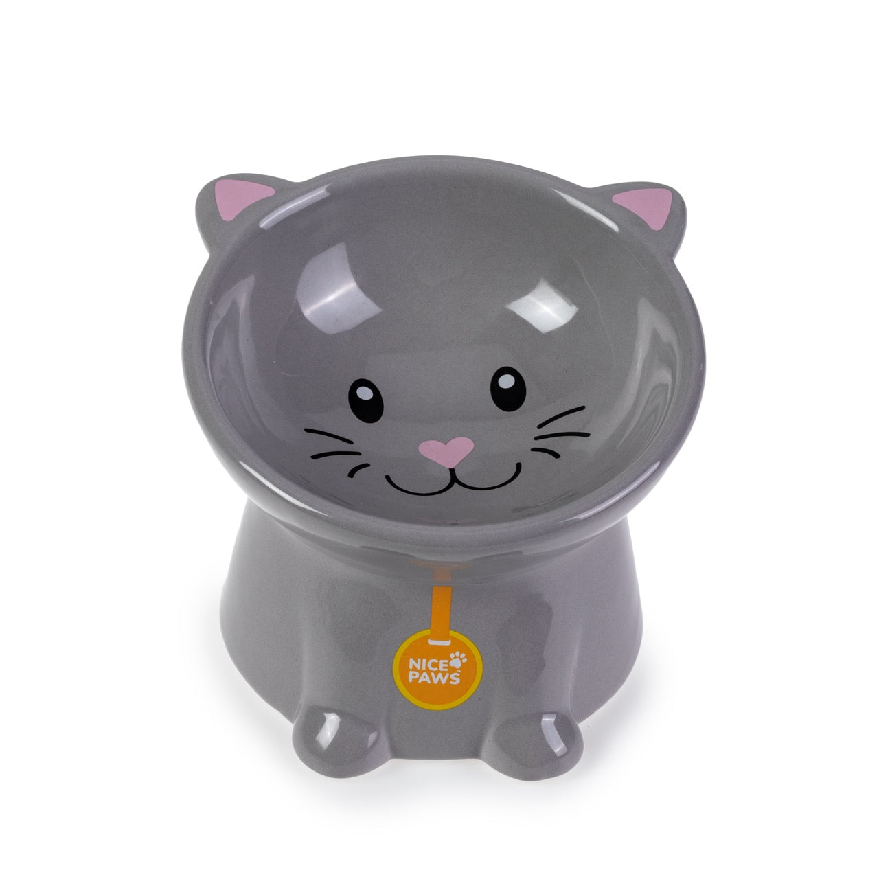 Nice Paws Tilted Cat Bowl Gray - 5 inch