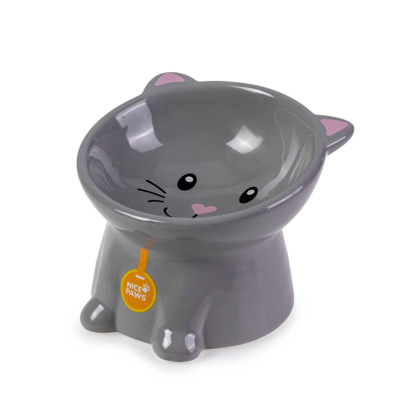 Nice Paws Tilted Cat Bowl Gray - 5 inch