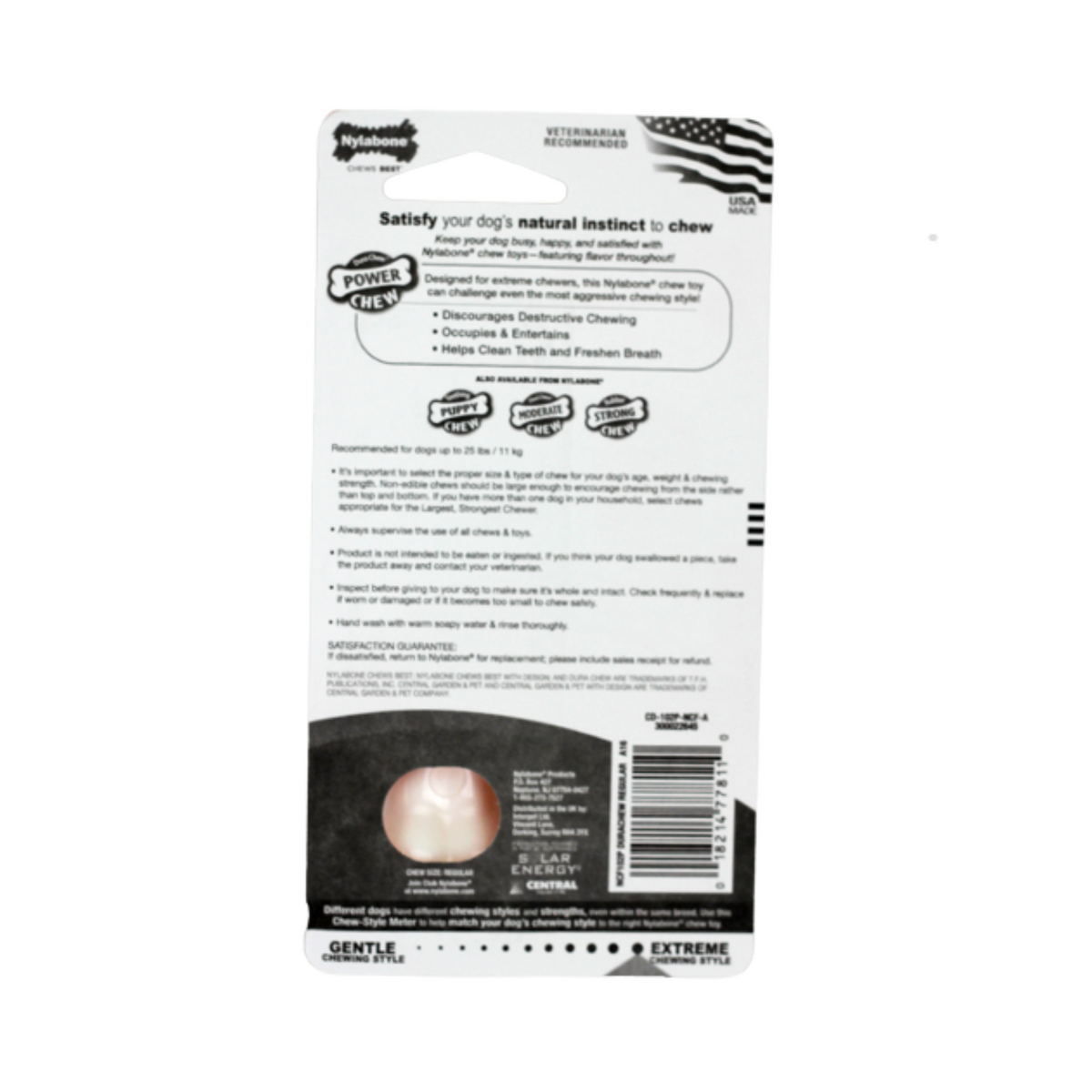 Nylabone Dura Chew Smooth Chicken Flavor White Dog Bone - Regular