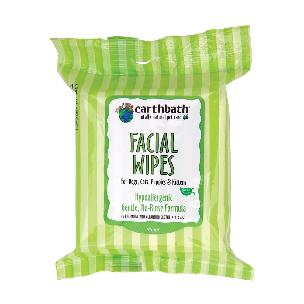 EARTHBATH 026361 25 Count Facial Wipes Pouch for Dogs, Cats, Puppies and Kittens