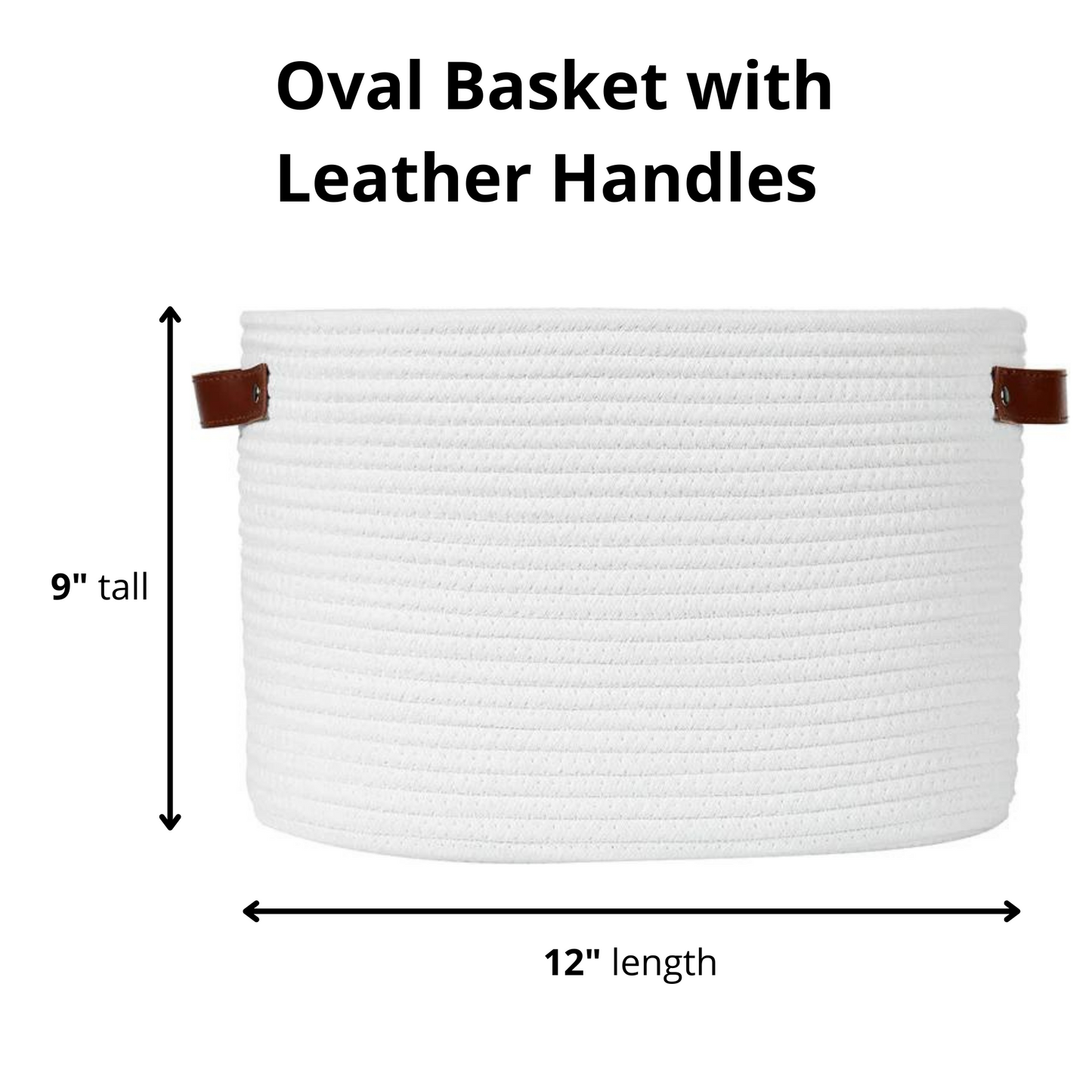 Midlee Oval Leather Handle Toys Basket