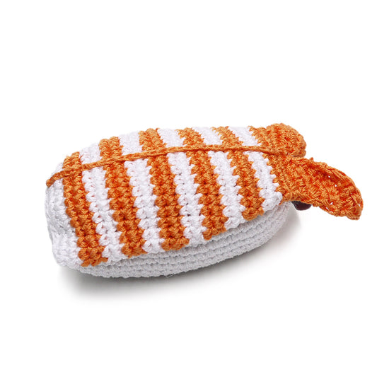 Dogo Pet Fashions PAWer Cotton Crochet Squeaky Toy - Shrimp Sushi