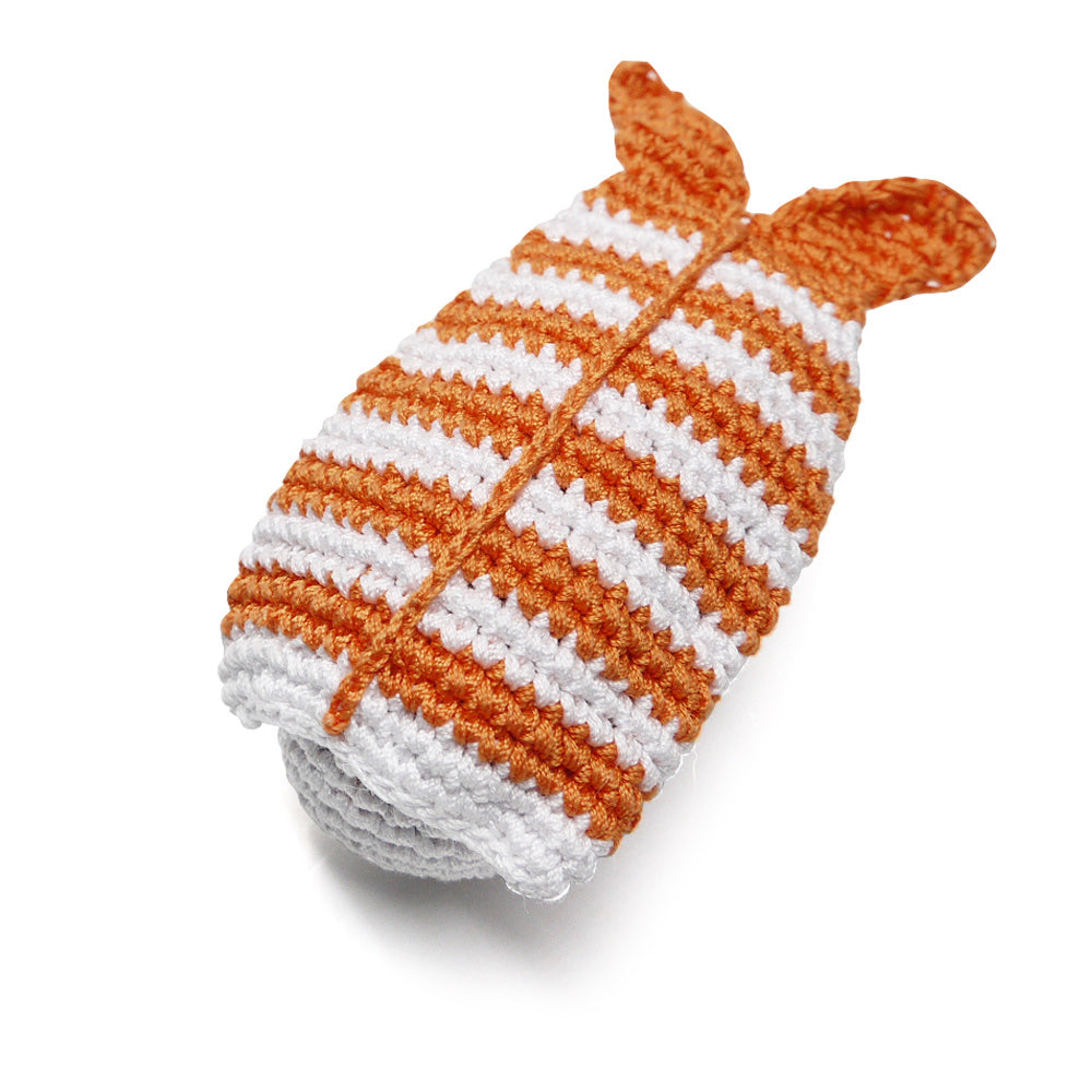 Dogo Pet Fashions PAWer Cotton Crochet Squeaky Toy - Shrimp Sushi