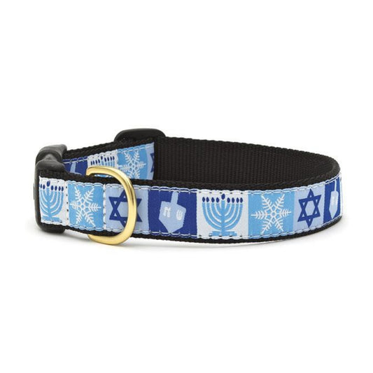 Up Country Hanukkah Holiday Dog Collar 1" Wide Medium (12"-18")