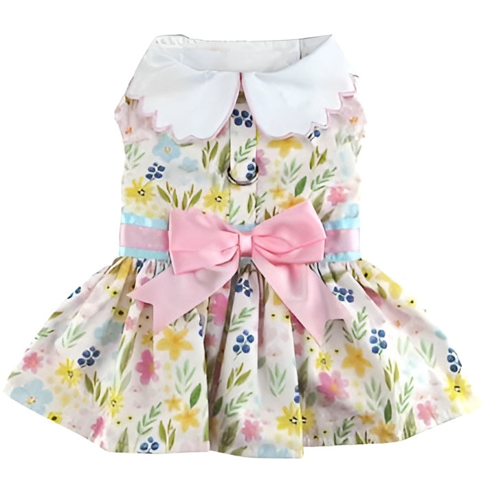 Pastel Meadow Dog Dress with Matching Leash
