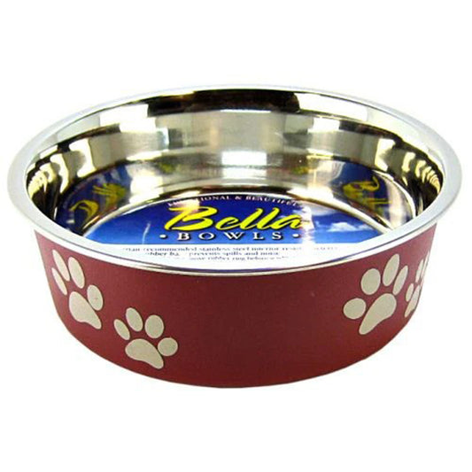 Loving Pets Merlot Red Stainless Steel Dish With Rubber Base - Small