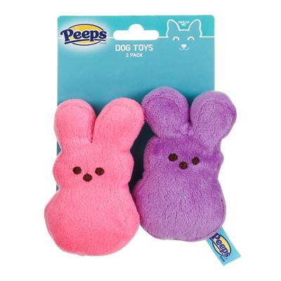 Peeps Mini Plush Bunny Dog Toy, 2 Pack (Pink & Purple)