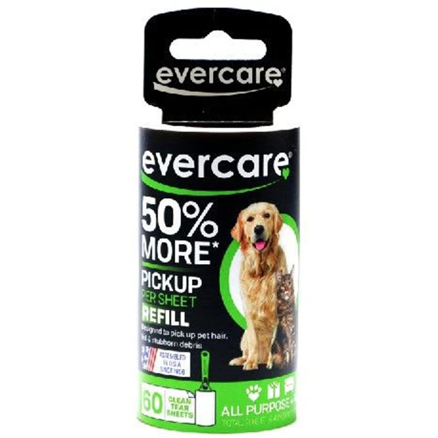 Evercare Pet Hair Adhesive Roller Refill Roll - 60 Sheets - (29.8' Long x 4" Wide)