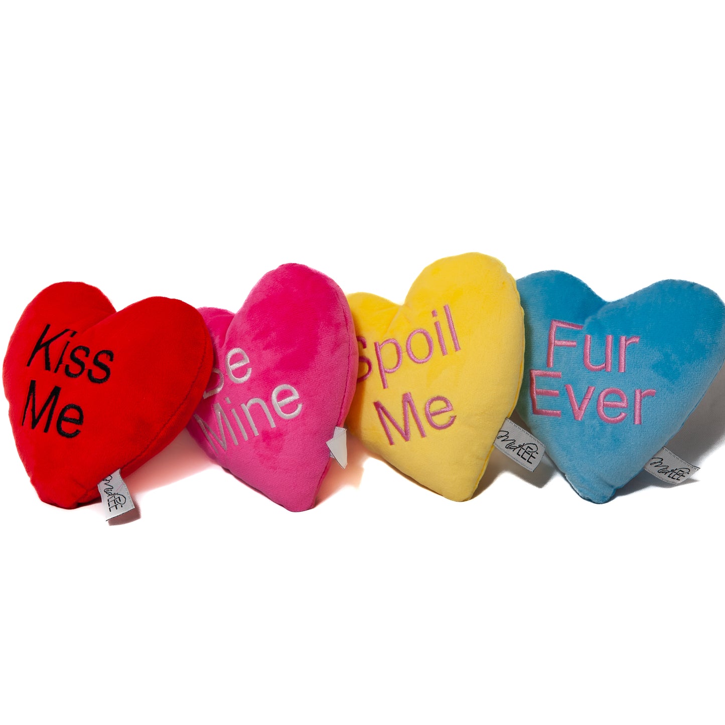 Midlee Candy Heart Valentine's Dog Toy- Set of 4