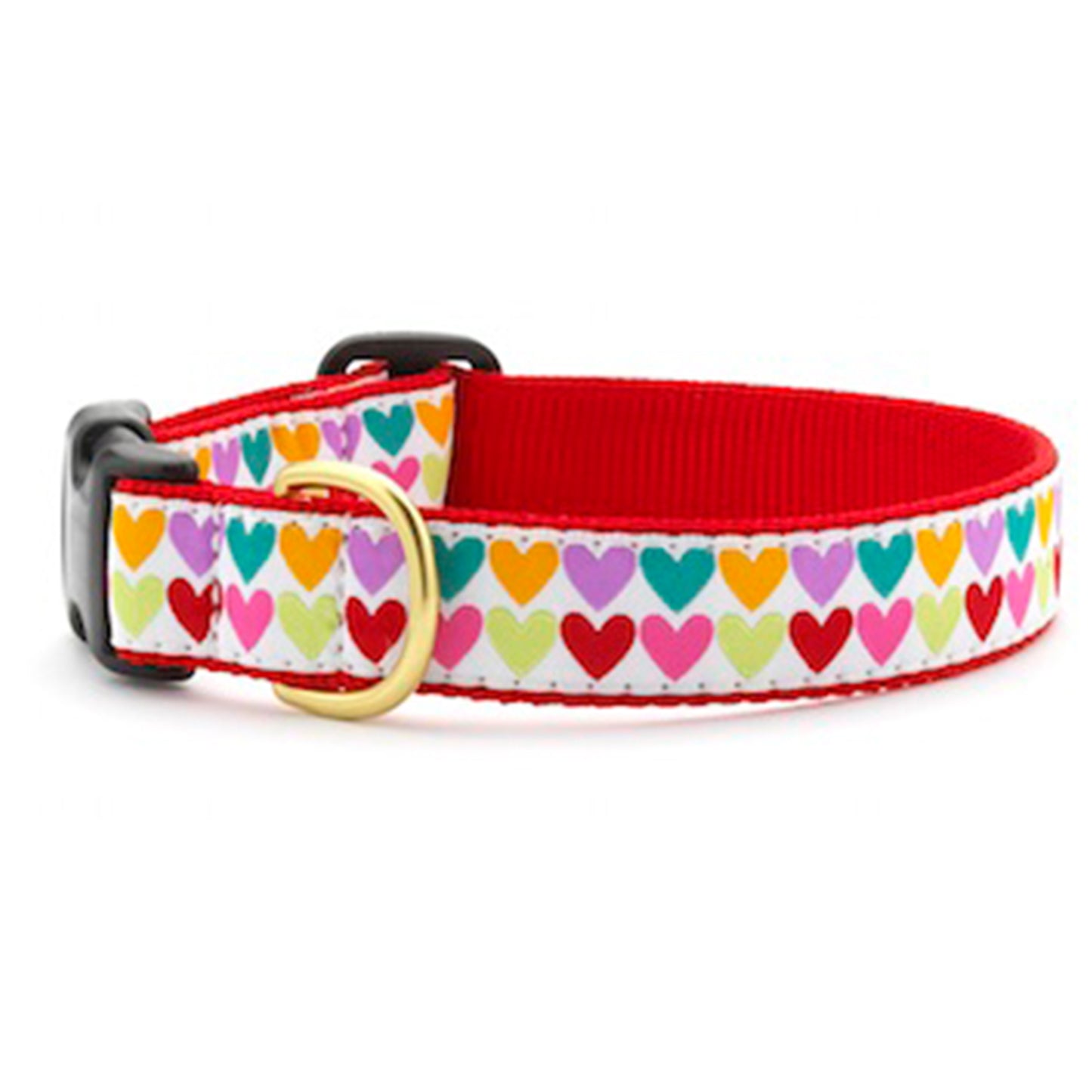Up Country Pop Hearts Dog Collar - Small  (9 to 15 Inches) 1 Inch Wide Width