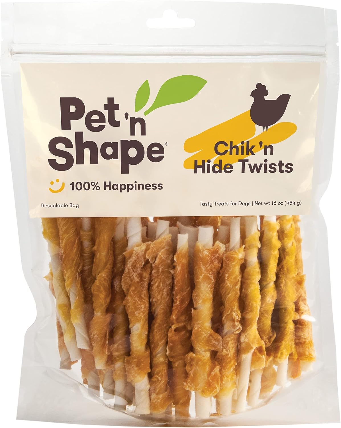 Pet 'n Shape 100% Natural Chicken Hide Twists - 50 Pack - (5" Chews)