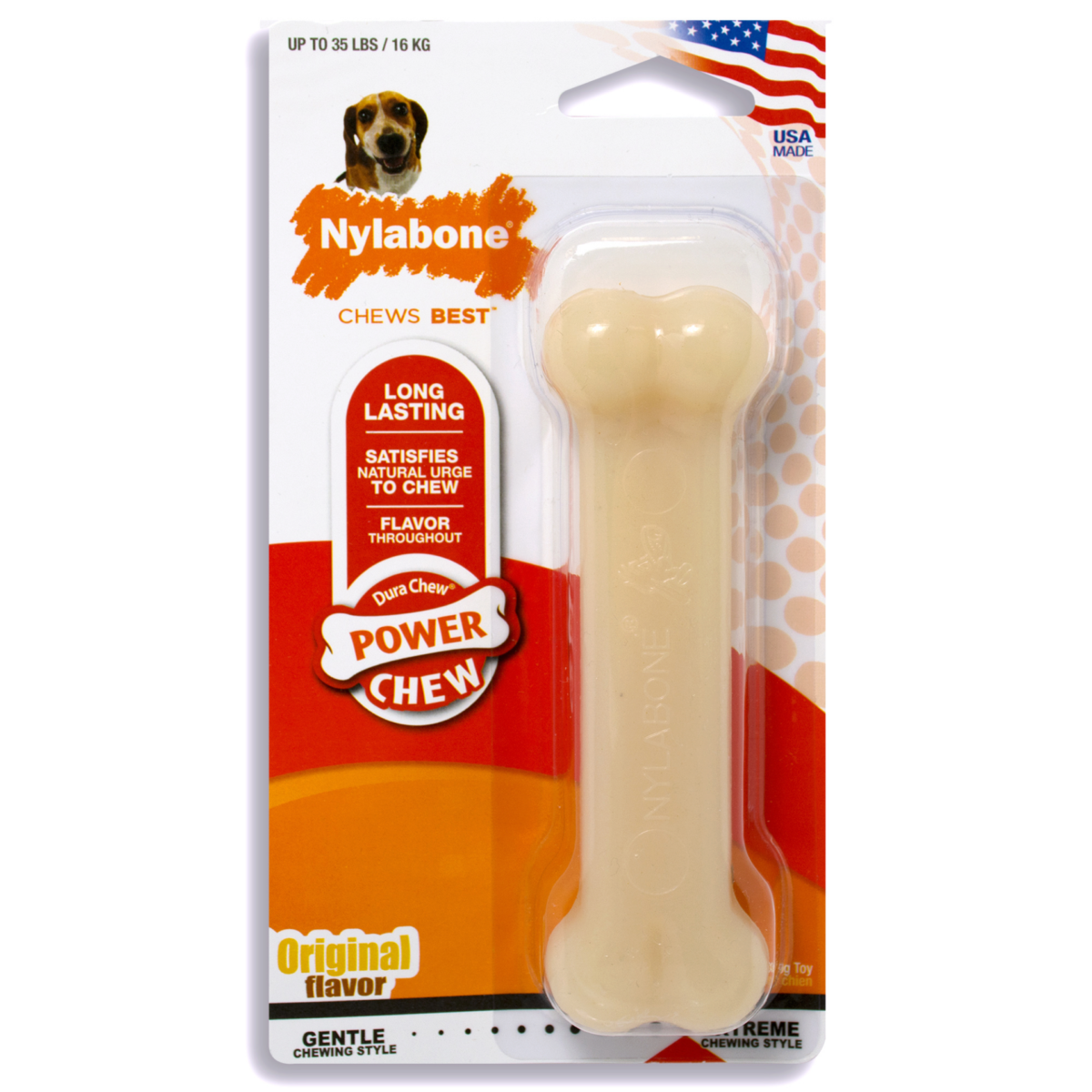 Nylabone Dura Chew Dog Bone - Peanut Butter Flavor(Wolf)