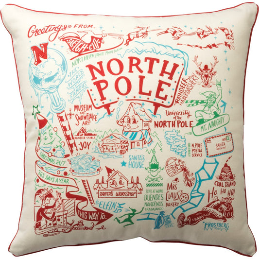 Primitives by Kathy Decorative Super North Pole Holiday Christmas Throw Pillow