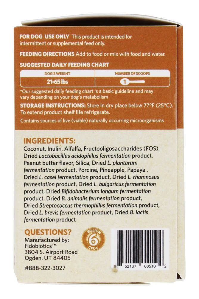 Fidobiotics Good Guts Daily Probiotic for Medium Mutts Coconut Peanut Butter 6 Billion CFU 1 oz 30 g