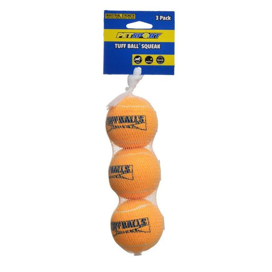 Petsport USA Tuff Ball Squeak Dog Toy - Medium(3 Pack - 2.5")