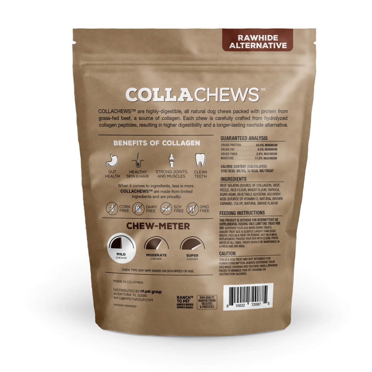 Collachews Bully + Collagen Rawhide Free 5" Stix Dog Treat - 25 Count