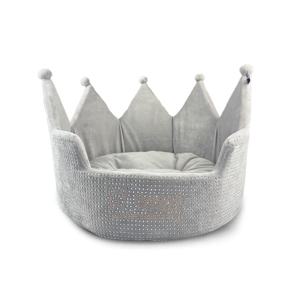 NANDOG Crown Bed Micro-Plush Bling Collection Dog & Cat Bed - Gray