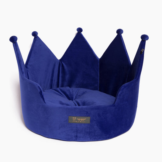 NANDOG Crown Bed Micro-Plush Bling Collection Dog & Cat Bed - Royal Blue